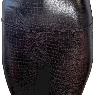 Perfect SPANX Faux Leather Shiny LEGGINGS-#20303R-PATENT BROWN Croc CROCO-Medium